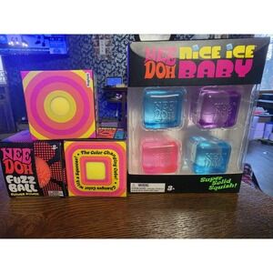 NeeDoh Nice Ice Baby Fuzz Ball  Ball Color Change Color Change Cube   Lot 4